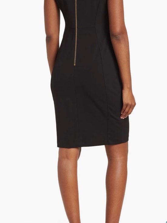 Calvin Klein Black Sheath Dress Sz 2 Knee Length Office Minimalist 90s cbk Women - Picture 2 of 16